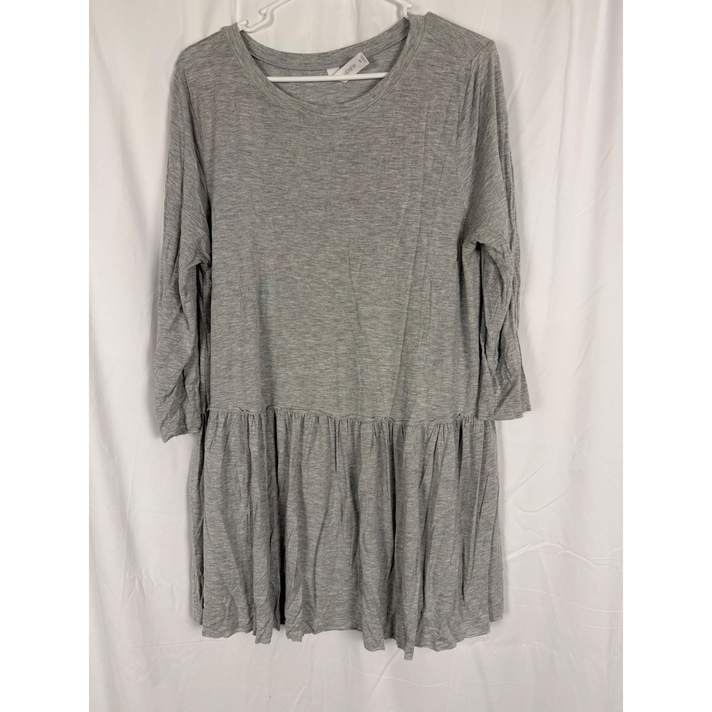 Zenana Premium Heather Gray Babydoll Tunic Top 3/4 Sleeve XL RT-1458P